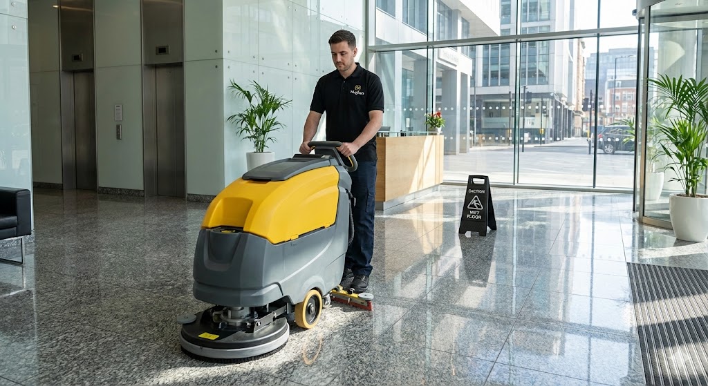 Sprzątanie biurowców Warszawa maszynowe mycie podłóg